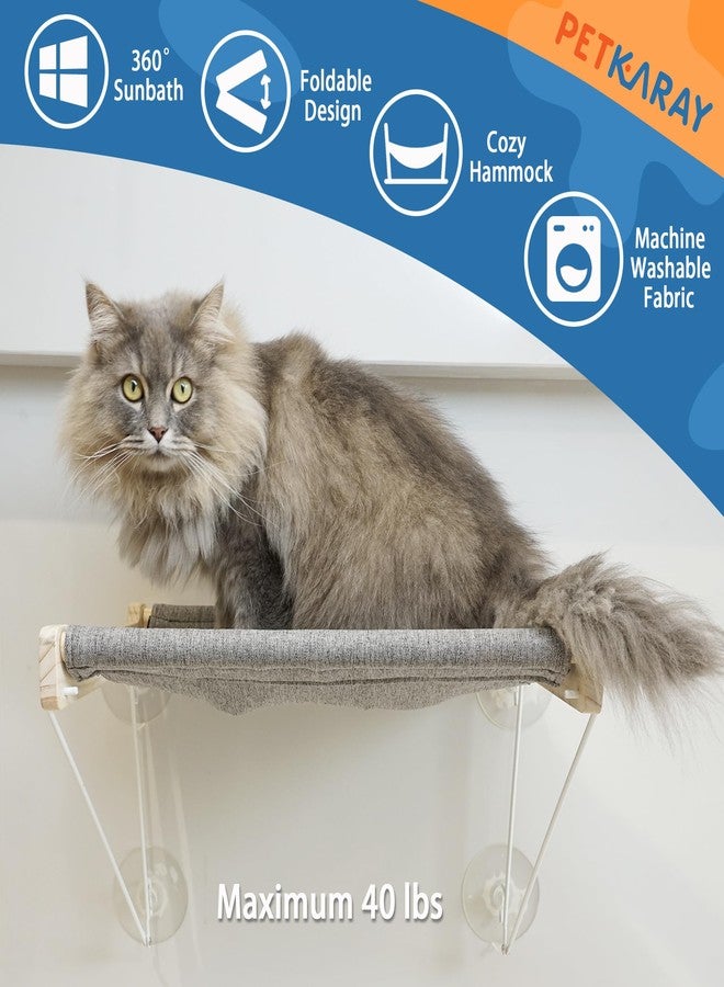 PETKARAY Cat Window Perch, Foldable Cat Hammock for Window, Stable Window Shelves for Indoor Cats, Set Includes 2 Pack of Window Stairs - Image 3
